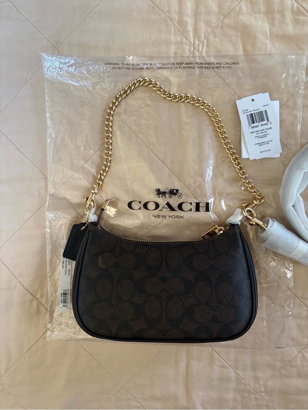 Coach Mini Shoulder Bag in Dark Brown/Black with Gold Hardware - Picture 7 of 14